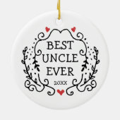 Best Uncle jemals Personalisiert Black Line Art Wr Keramik Ornament (Hinten)