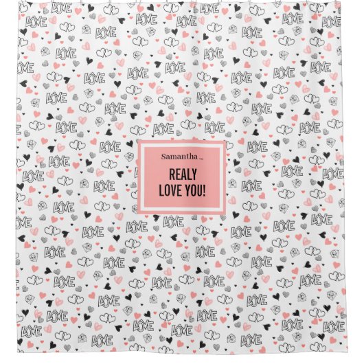 Best Valentine’s Gift Heart Sketch Love Shower  Duschvorhang (Vorderseite)