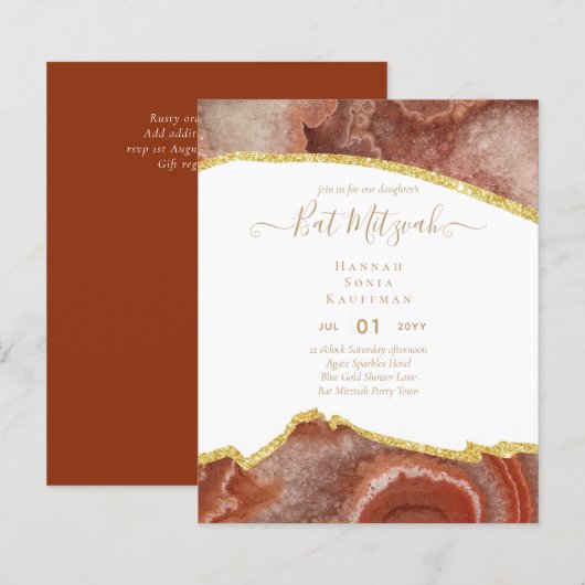 Best Value Agate Glitzer BAT MITZVAH Einladungen (Vorne/Hinten)