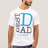 Best Vater Blue Black Glitzer Name Personalisiert T-Shirt (Vorderseite)