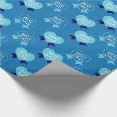 Best Vater Blue Hearts Pattern Geschenkpapier (Ecke)
