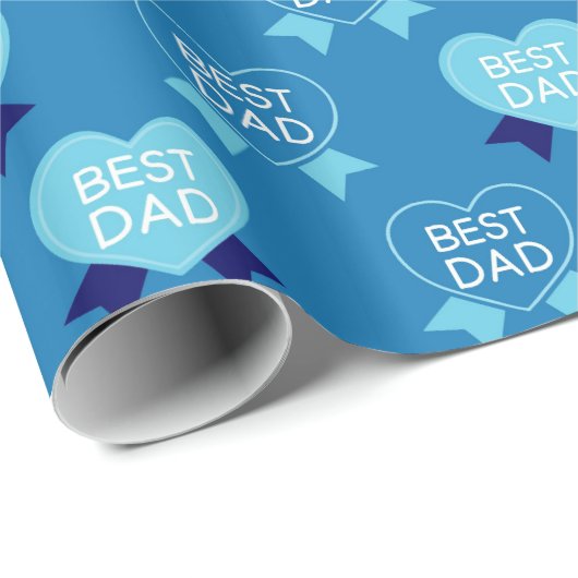Best Vater Blue Hearts Pattern Geschenkpapier (Rolleneckpunkt)