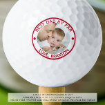 BEST VATER BY PAR Foto Rot Personalisiert Golfball<br><div class="desc">Erstellen Sie einen einzigartigen personalisierten Foto Golfball für einen besonderen Golfer Vater mit dem bearbeitbaren Titel BEST VATER BY PAR und Ihrer Nachricht in rot. Macht ein bedeutsames Geschenk oder bewahrt für einen Geburtstag, Vatertag oder Urlaubsgeschenk für ihn. HILFE: Für Hilfe bei Designänderungen oder Personalisierungen, Farbänderungen oder der Übertragung des...</div>