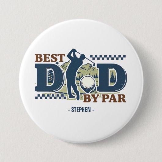 Best Vater by Par - Golf Vater Silhouette Design Button (Vorderseite)