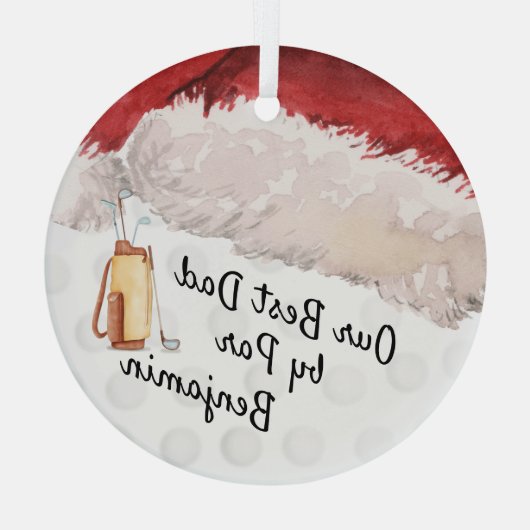 Best Vater by ParChristmas Golf Clubs Weihnachtsma Ornament Aus Glas (Rückseite)