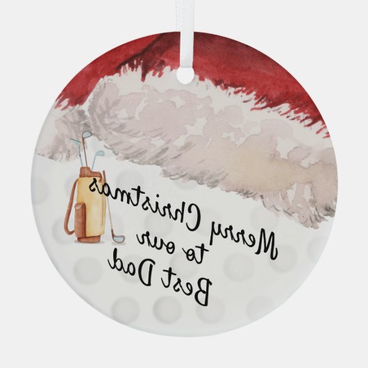 Best Vater Christmas Golf Clubs Weihnachtsmannmütz Ornament Aus Glas (Rückseite)