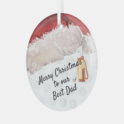 Best Vater Christmas Golf Clubs Weihnachtsmannmütz Ornament Aus Glas (Vorderseite links)