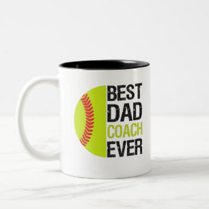 Best Vater Coach Ever Funny Vathday Softball Vater Zweifarbige Tasse
