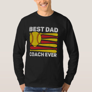 Best Vater Coach je Softball American Flag 4. T-Shirt