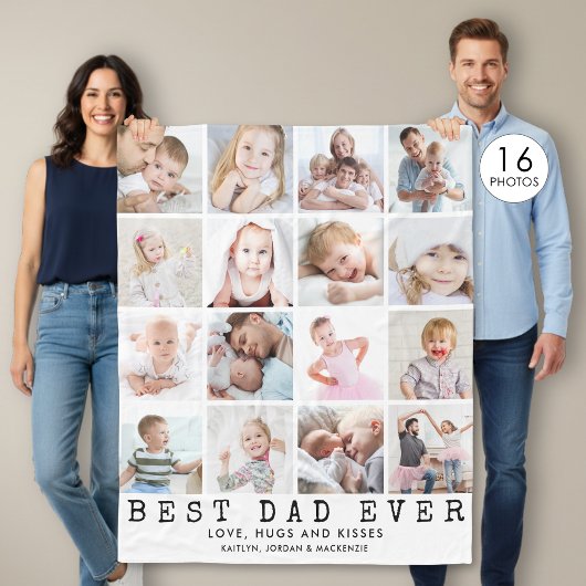 BEST VATER EVER 16 FotoCollage White Fleecedecke