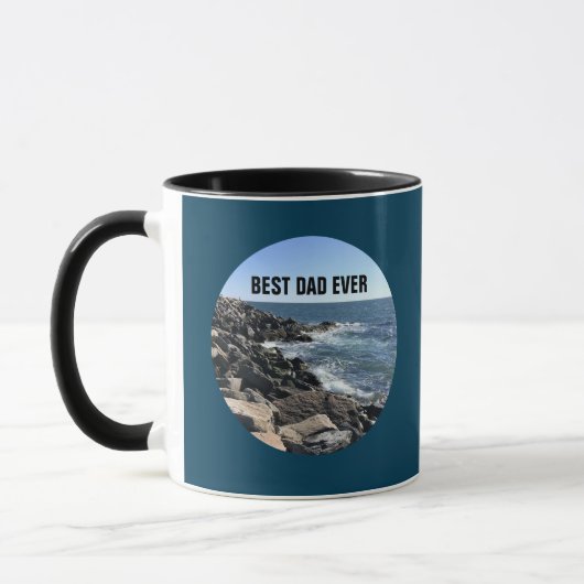 Best Vater Ever Atlantic Ocean Rocky Shore Blaue T Tasse (Links)