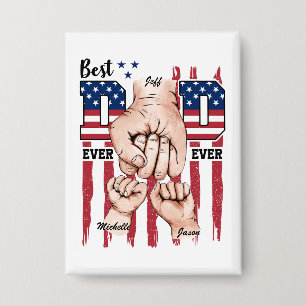 Best Vater Ever - Fist Bump USA Flag - 2 Kinder Button