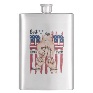 Best Vater Ever - Fist Bump USA Flag - 2 Kinder Flachmann