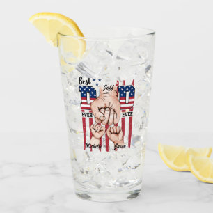 Best Vater Ever - Fist Bump USA Flag - 2 Kinder Glas