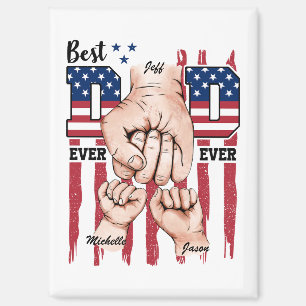 Best Vater Ever - Fist Bump USA Flag - 2 Kinder Magnet