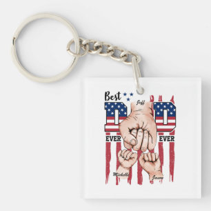 Best Vater Ever - Fist Bump USA Flag - 2 Kinder Schlüsselanhänger
