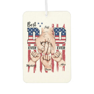 Best Vater Ever - Fist Bump USA Flag - 3 Kids Autolufterfrischer