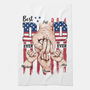 Best Vater Ever - Fist Bump USA Flag - 3 Kids Geschirrtuch