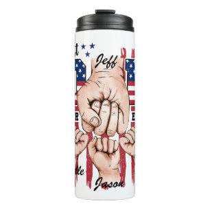 Best Vater Ever - Fist Bump USA Flag - 3 Kids Thermosbecher