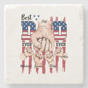 Best Vater Ever - Fist Bump USA Flag - 4 Kids Steinuntersetzer
