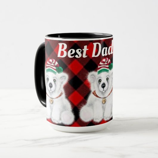 Best Vater Ever holiday Polar Bären grün kariert Tasse (Vorderseite Links)