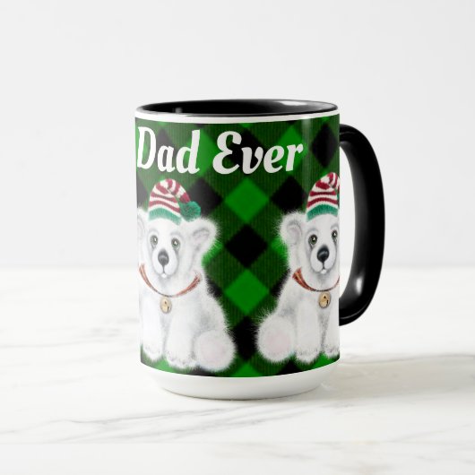Best Vater Ever holiday Polar Bären grün kariert Tasse (VorderseiteRechts)