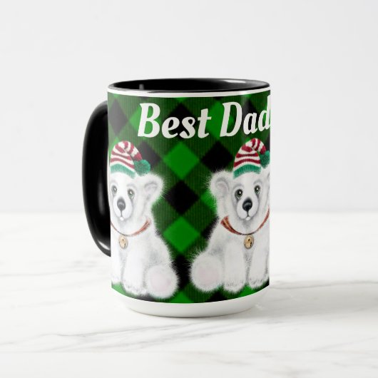 Best Vater Ever holiday Polar Bären grün kariert Tasse (Vorderseite Links)