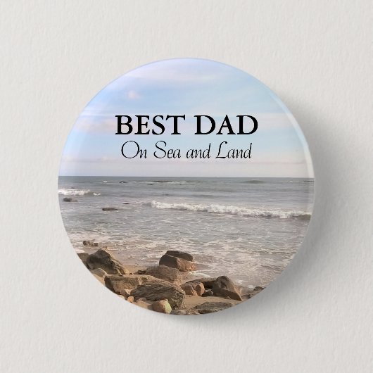 Best Vater Foto Wavy Atlantic Ocean Blue Sky Button (Vorderseite)