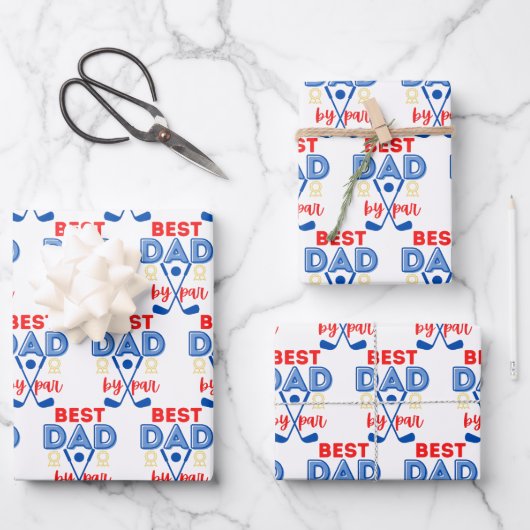 Best Vater Golf Wrapping Paper Flachblatt Set 3 Geschenkpapier Set (Vorderseite)