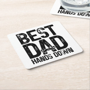 Best Vater Hands Down Vater Joke Mustache Lover Rechteckiger Pappuntersetzer