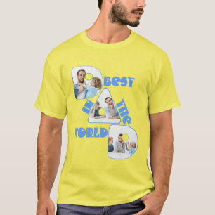 BEST VATER IN DER WELT, Foto Collage, blauer Schri T-Shirt