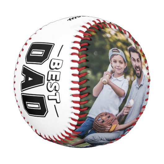 Best Vater Individuelle Name Modernes 2 Foto Baseball (Schrägansicht)