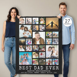 BEST VATER JE 27 Foto Collage Your Text Black Fleecedecke