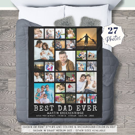 BEST VATER JE 27 Foto Collage Your Text Black Fleecedecke