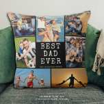 BEST VATER JE 7 Foto Collage Your Color Kissen<br><div class="desc">Erstellen Sie ein Foto-Memory-Sake-Kissen für den BEST-VATER JE mithilfe dieser leicht hochzuladenden Foto-Uni-Vorlage mit 7 Familienbildern oder Kinderbildern in einer bearbeitbaren schwarzen Hintergrundfarbe, die Sie ändern können, um mit Ihrer Wohngestaltung zu koordinieren. Personalisieren Sie Ihre Schriftart-Stile und -Farben mit Namen oder Ihren eigenen Text. Ein unvergessliches Geschenk für den Geburtstag...</div>