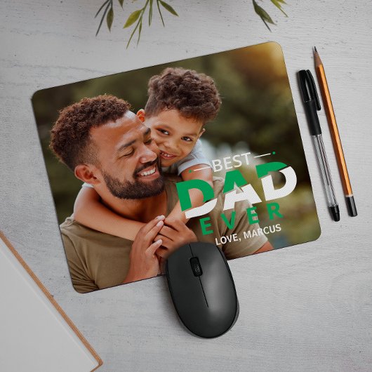 BEST VATER JE CUSTOM FOTO UND NAME GREEN WHITE MOUSEPAD
