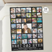 BEST VATER JE Foto Collage Your Text Black Fleecedecke