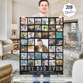 BEST VATER JE Foto Collage Your Text Black Fleecedecke