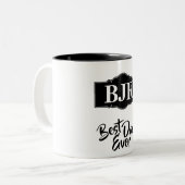 BEST VATER JE PERSONALISIERT ZWEIFARBIGE TASSE (Vorderseite Links)