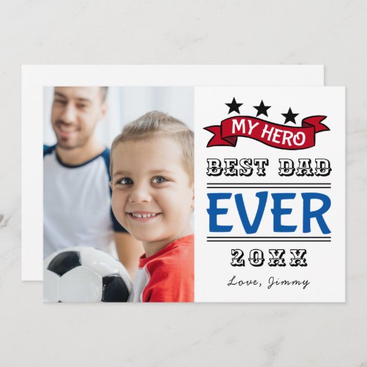 Best Vater je Typografy Foto Vathers Day Card (Vorne/Hinten)