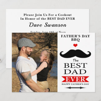 Best Vater je Vatertag GRILLEN Foto Mustache Einladung