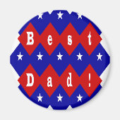 Best Vater Stars & Diamonds Typografy Red & Blue Magnet (Vorne)