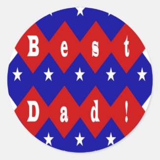 Best Vater Stars & Diamonds Typografy Red & Blue Runder Aufkleber