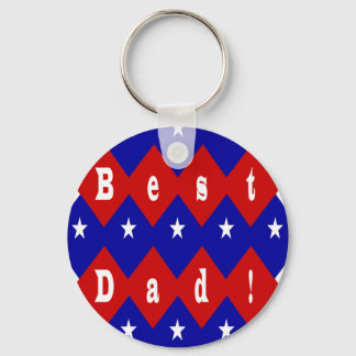 Best Vater Stars & Diamonds Typografy Red & Blue Schlüsselanhänger