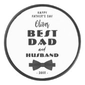 Best Vater und Ehemann Schwarze Krawatte Elegante Eishockey Puck (Vorderseite)