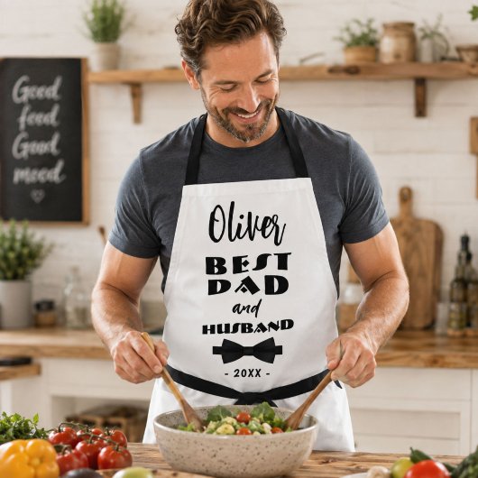 Best Vater und Ehemann Schwarze Krawatte Elegante Schürze
