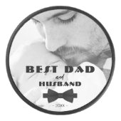 Best Vater und Ehemann Schwarze Krawatte Elegantes Eishockey Puck (Vorderseite)