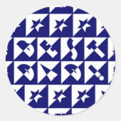 Best Vater Wild Text Pattern & Stars Blau & Weiß Runder Aufkleber (Vorderseite)