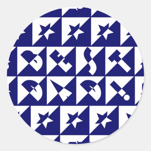 Best Vater Wild Text Pattern & Stars Blau & Weiß Runder Aufkleber (Vorderseite)