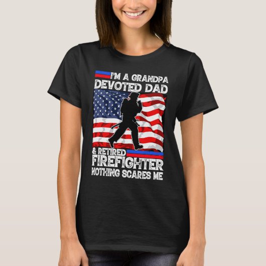 Best Veteran Firefighter Retired Grandpa Dad Fathe T-Shirt (Vorderseite)